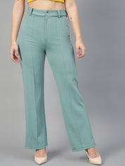 KOTTY BIZwear Women Relaxed Straight Fit High-Rise Easy Wash Parallel Trousers