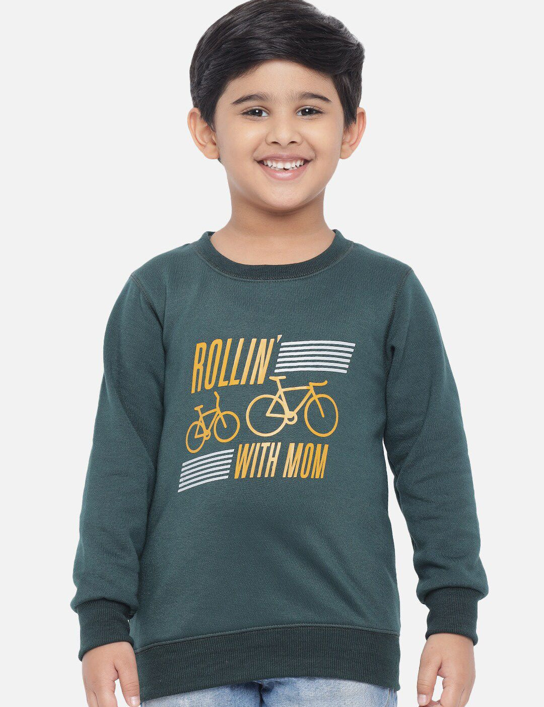 Kotty Boys Green Printed Sweatshirt