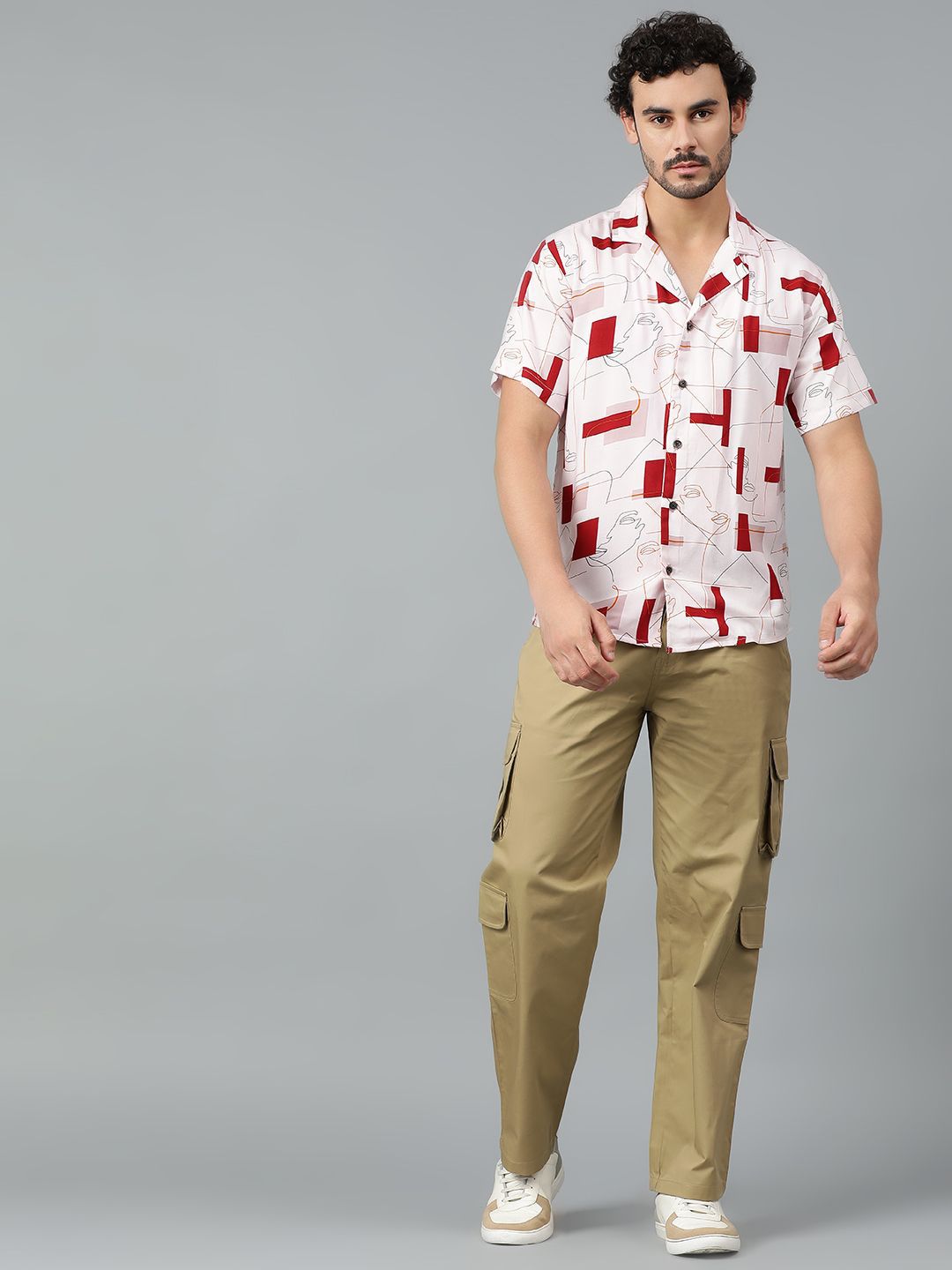 Kotty Men Cuban Collar Conversational Printed Casual Shirt