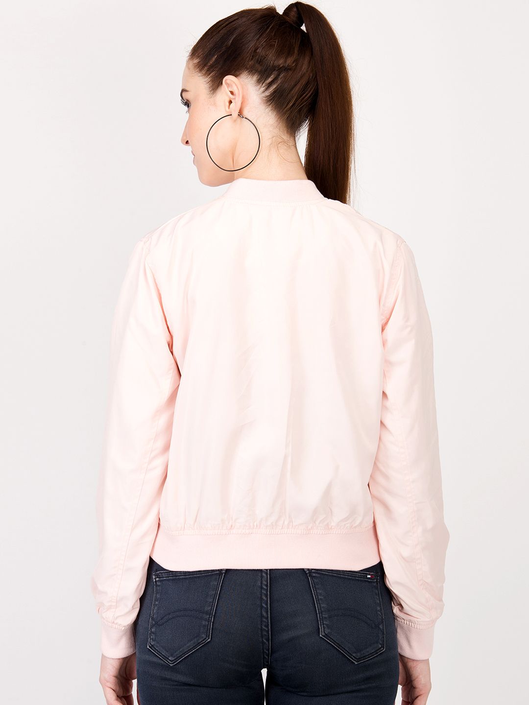 Kotty Women Pink Solid Insulator Bomber Jacket