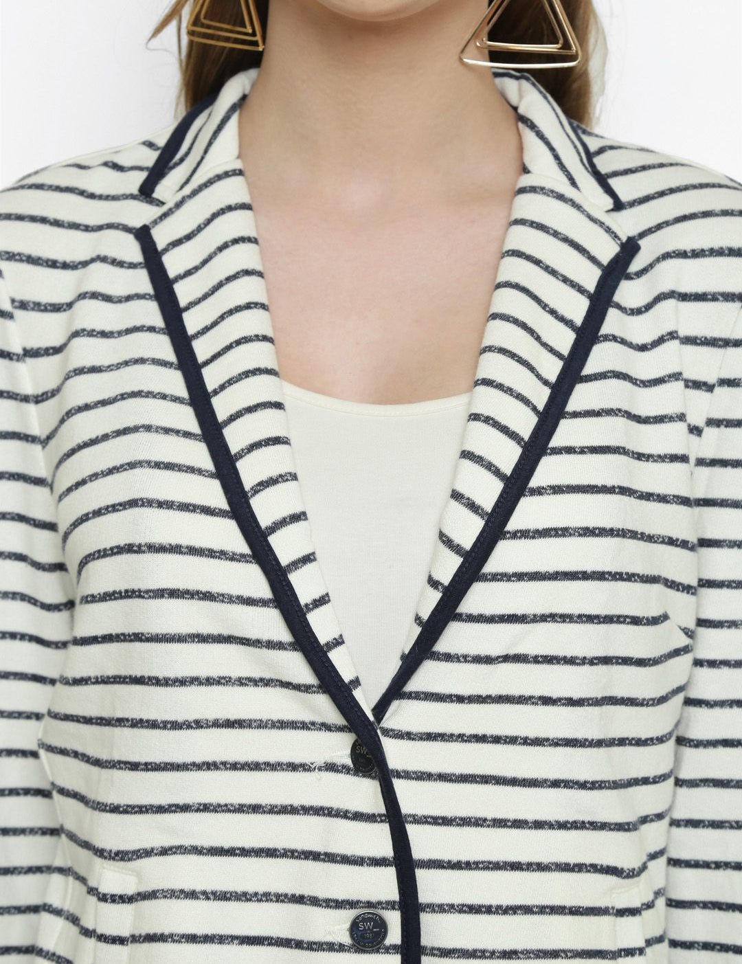 Kotty Women White Striped Tailored Jacket
