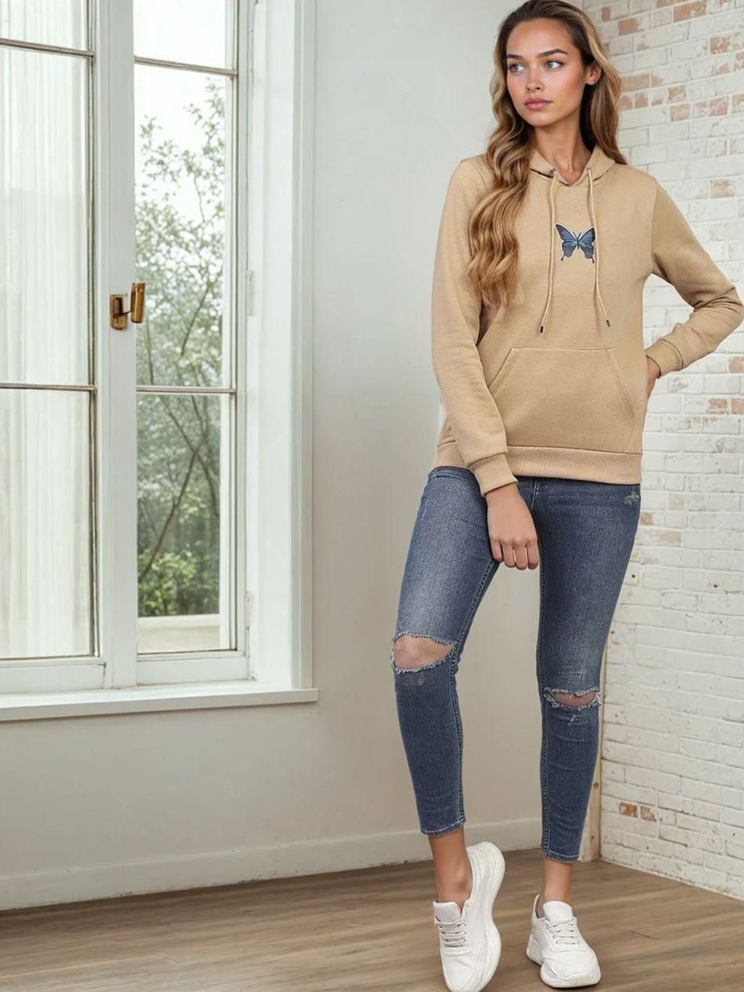 Kotty Women Graphic Printed Long Sleeves Cotton Pullover Sweatshirt