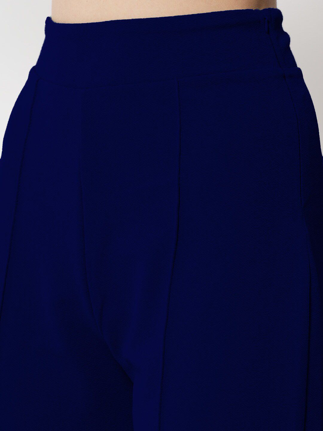 Kotty Women Blue Comfort Straight Fit High-Rise Easy Wash Pleated Trousers