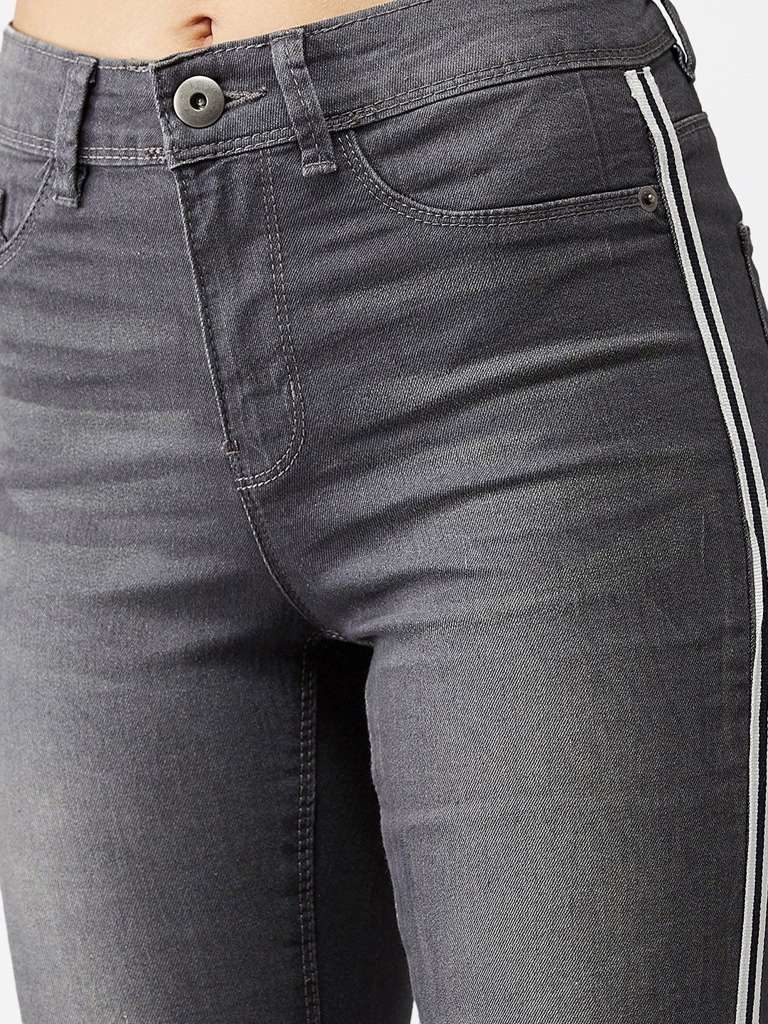 Kotty Women Grey Skinny Fit High-Rise Clean Look Stretchable Jeans