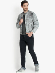 Kotty Men Grey Solid Denim Jacket