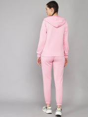 Kotty Women Pink Solid Hooded Sweatshirt and Sweatpants