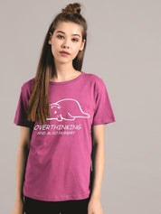 Kotty Women Purple Printed Round Neck T-shirt