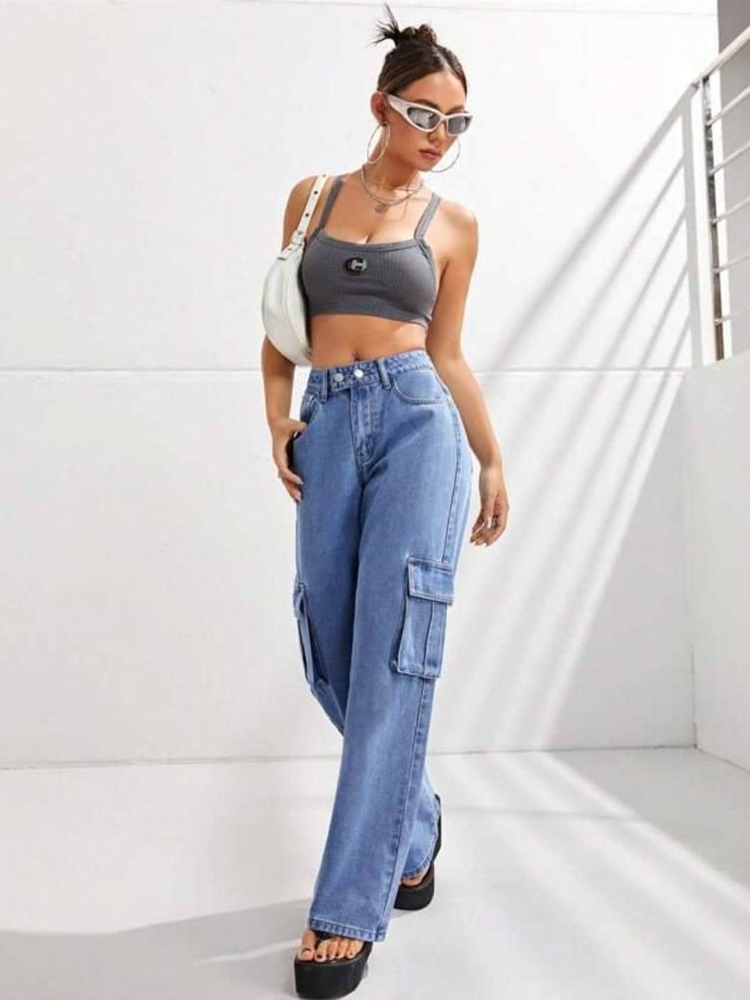 Kotty Women Jean Straight Fit High-Rise Highly Distressed Cotton Stretchable Jeans