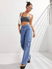 Kotty Women Jean Straight Fit High-Rise Highly Distressed Cotton Stretchable Jeans