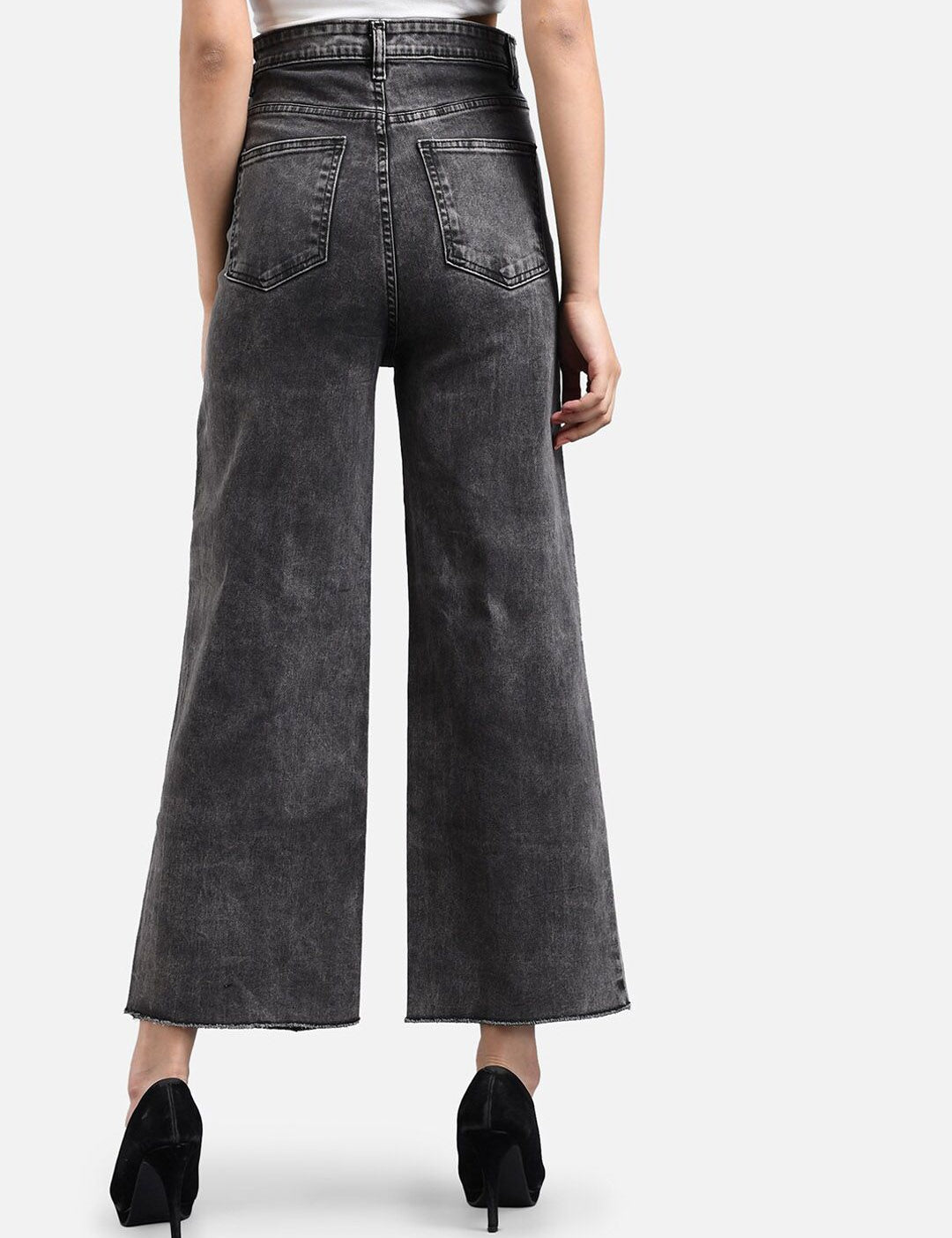 Kotty Women Mid-Rise Flared High-Rise Stretchable Cotton Lycra Blend Jeans