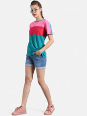 Kotty Women Multicoloured Colourblocked Round Neck T-shirt