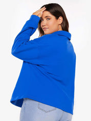 Kotty Plus Size Shirt Collar Drop Shoulder Fleece Sweatshirt