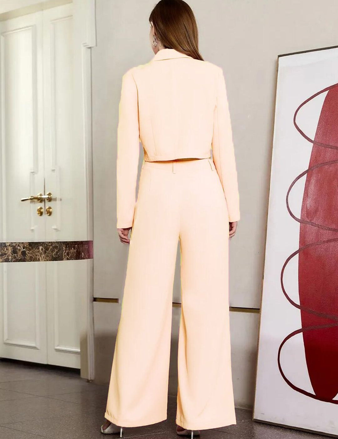 KOTTY BIZwear Beige Blazer & Trousers Co-Ord Set