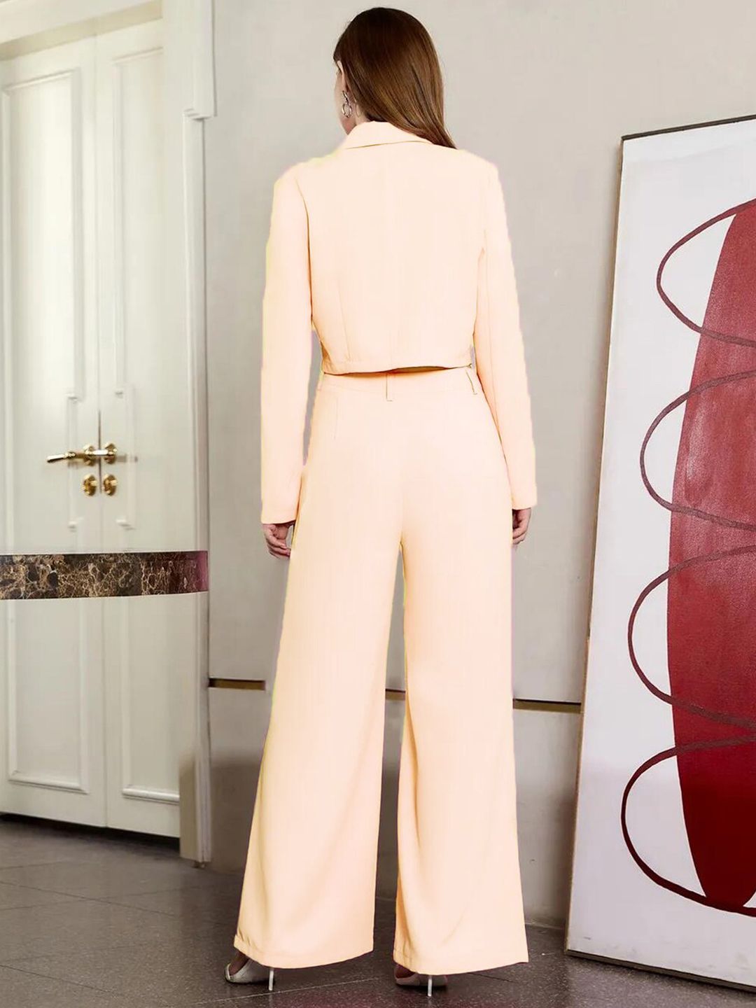 KOTTY BIZwear Beige Blazer & Trousers Co-Ord Set