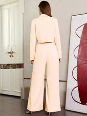 KOTTY BIZwear Beige Blazer & Trousers Co-Ord Set