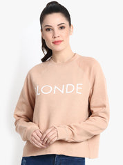 Kotty Women Peach-Coloured Printed Sweatshirt