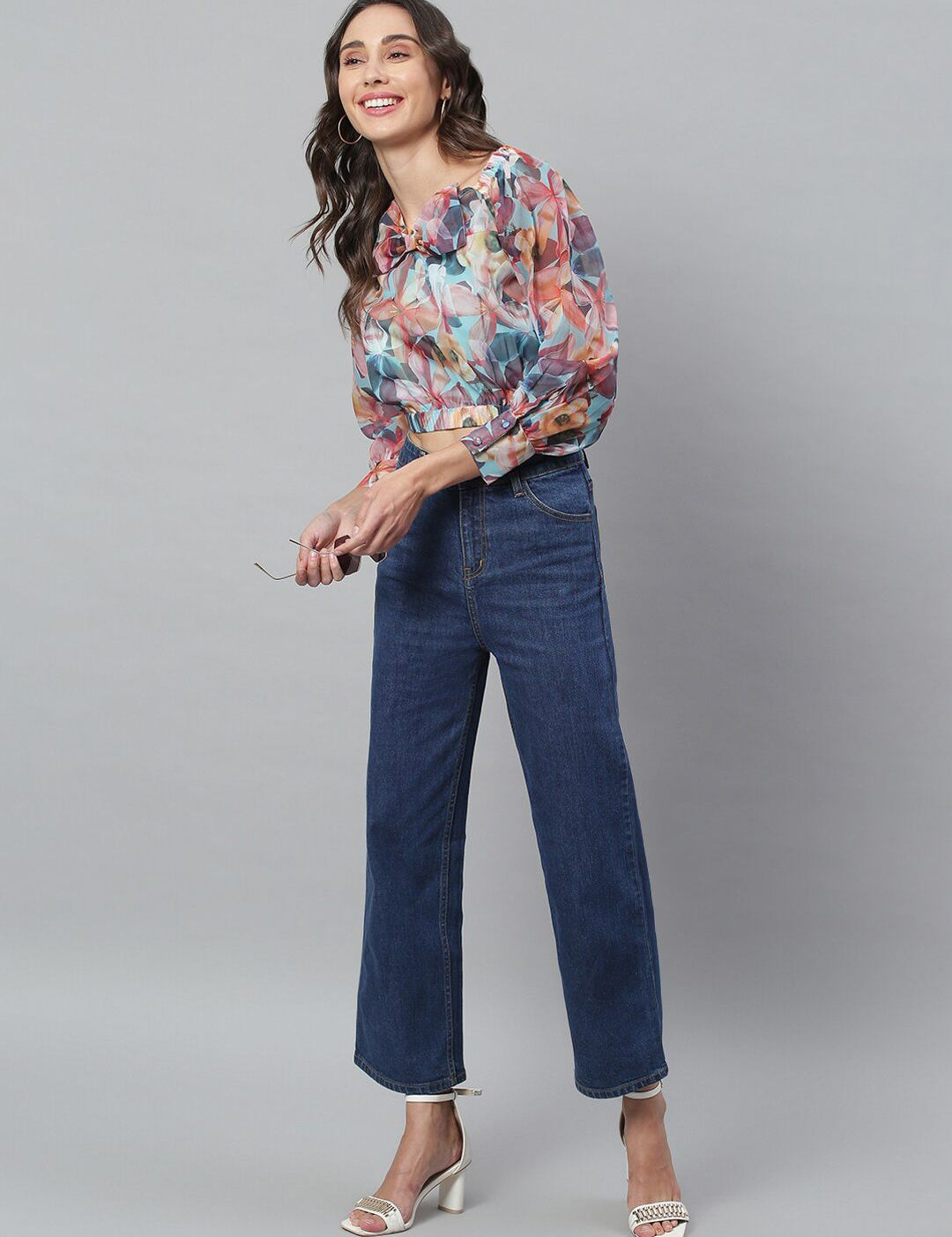 Kotty Women Blue Flared High-Rise Stretchable Jeans