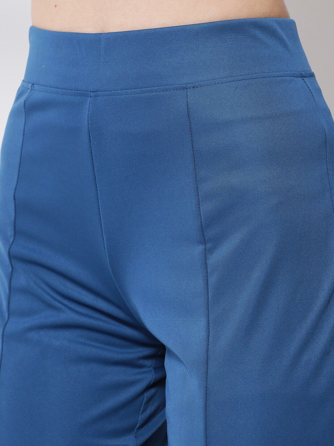 Kotty Women Blue Relaxed Flared High-Rise Easy Wash Trousers