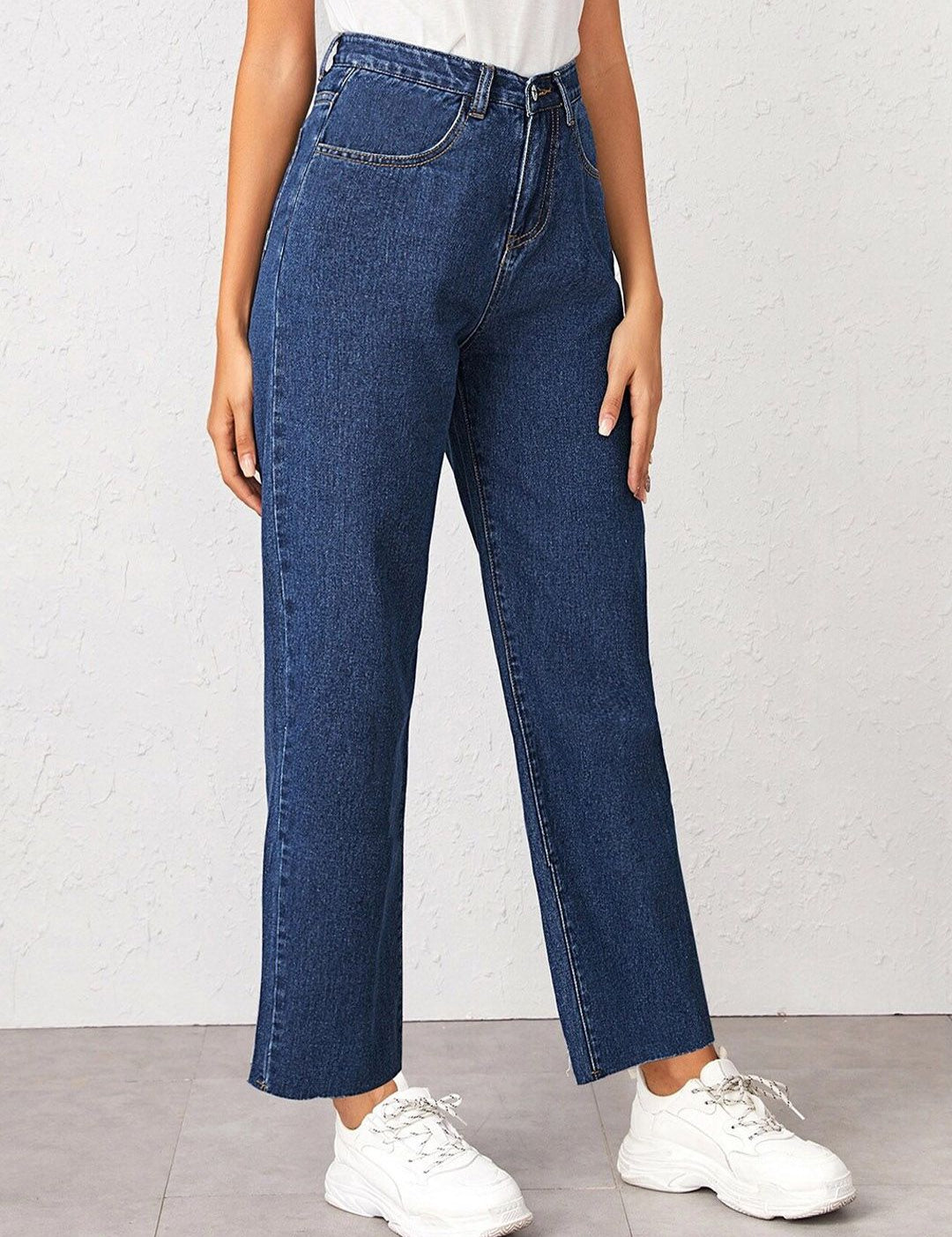 Kotty Women Navy Blue Jean Straight Fit High-Rise Stretchable Jeans