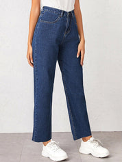 Kotty Women Navy Blue Jean Straight Fit High-Rise Stretchable Jeans