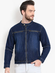 Kotty Men Blue Solid Denim Jacket