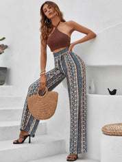 Kotty Women Blue Printed Relaxed High-Rise Easy Wash Trousers