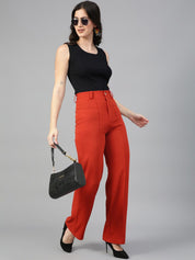 Kotty Women Pack Of 2 Relaxed Straight Leg Fit High-Rise Easy Wash Trousers