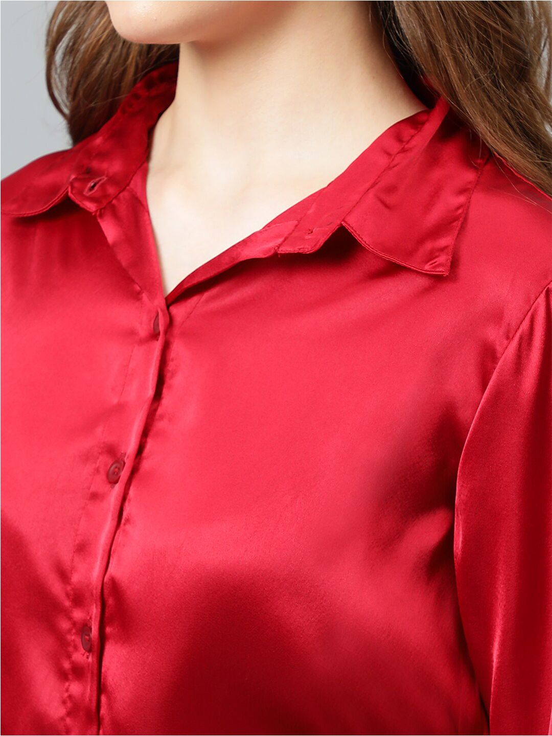 KOTTY BIZwear Maroon Relaxed Spread Collar Satin Casual Shirt