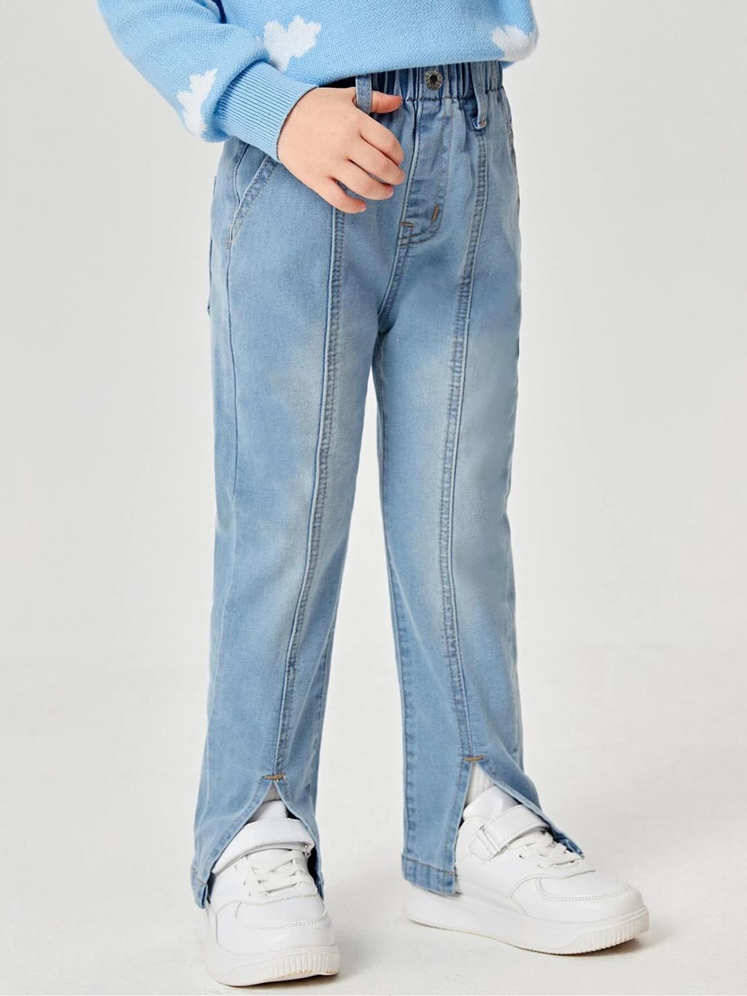 Kotty Girls Jean Straight Fit Heavy Fade Stretchable Jeans