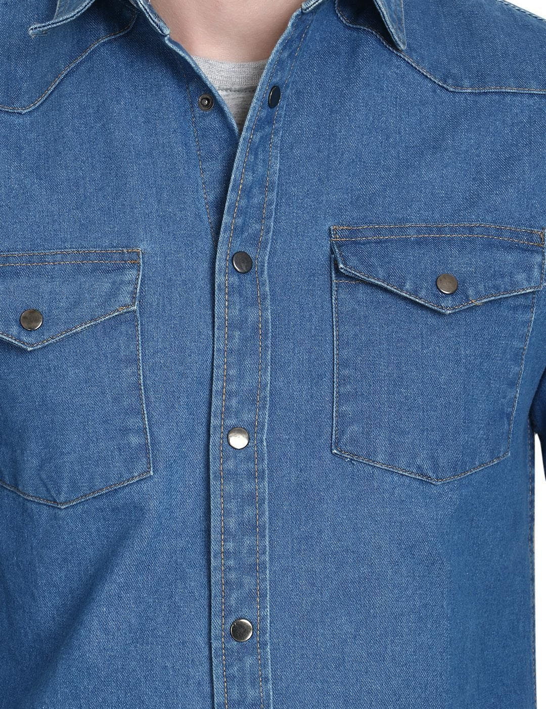 Kotty Men Blue Regular Fit Solid Casual Shirt