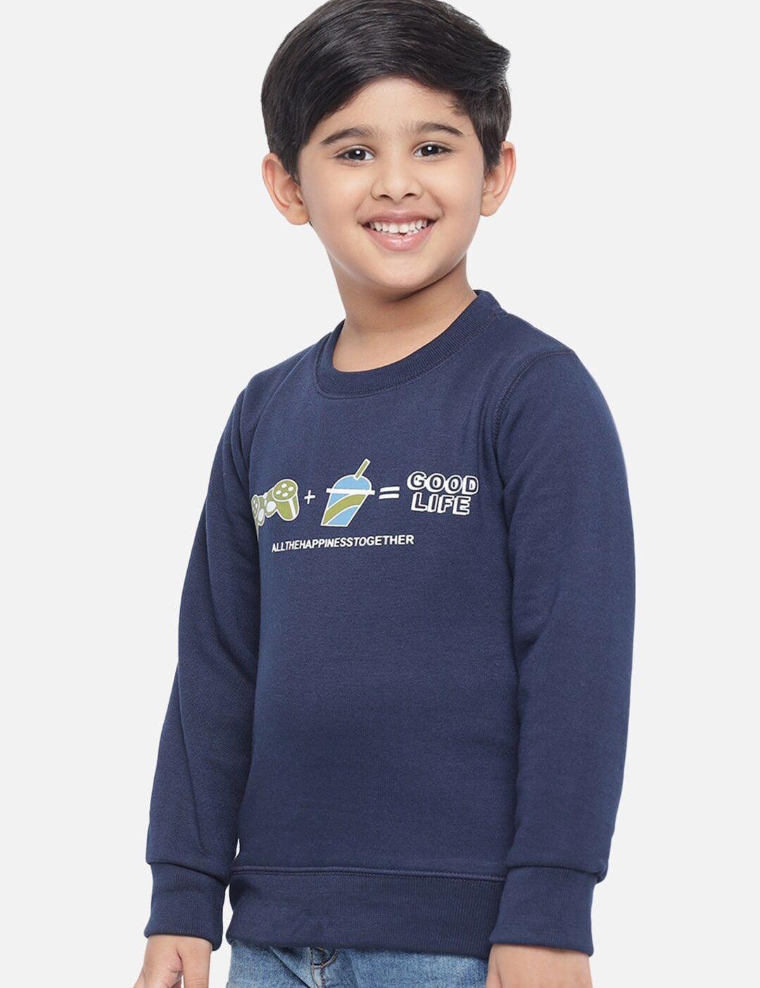 Kotty Boys Navy Blue Printed Sweatshirt