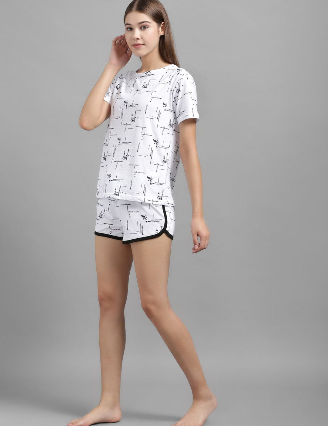 Kotty Women White Printed Night suit