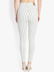 Kotty Women White Striped Skinny Fit High-Rise Slash Knee Jeans