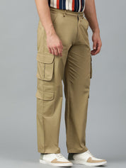 Kotty Men Relaxed Low-Rise Easy Wash Cargos Trousers