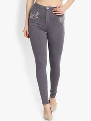 Kotty Women Grey Skinny Fit High-Rise Clean Look Stretchable Jeans
