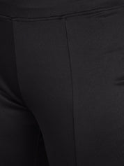 Kotty Women Black Flared High-Rise Bootcut Trousers