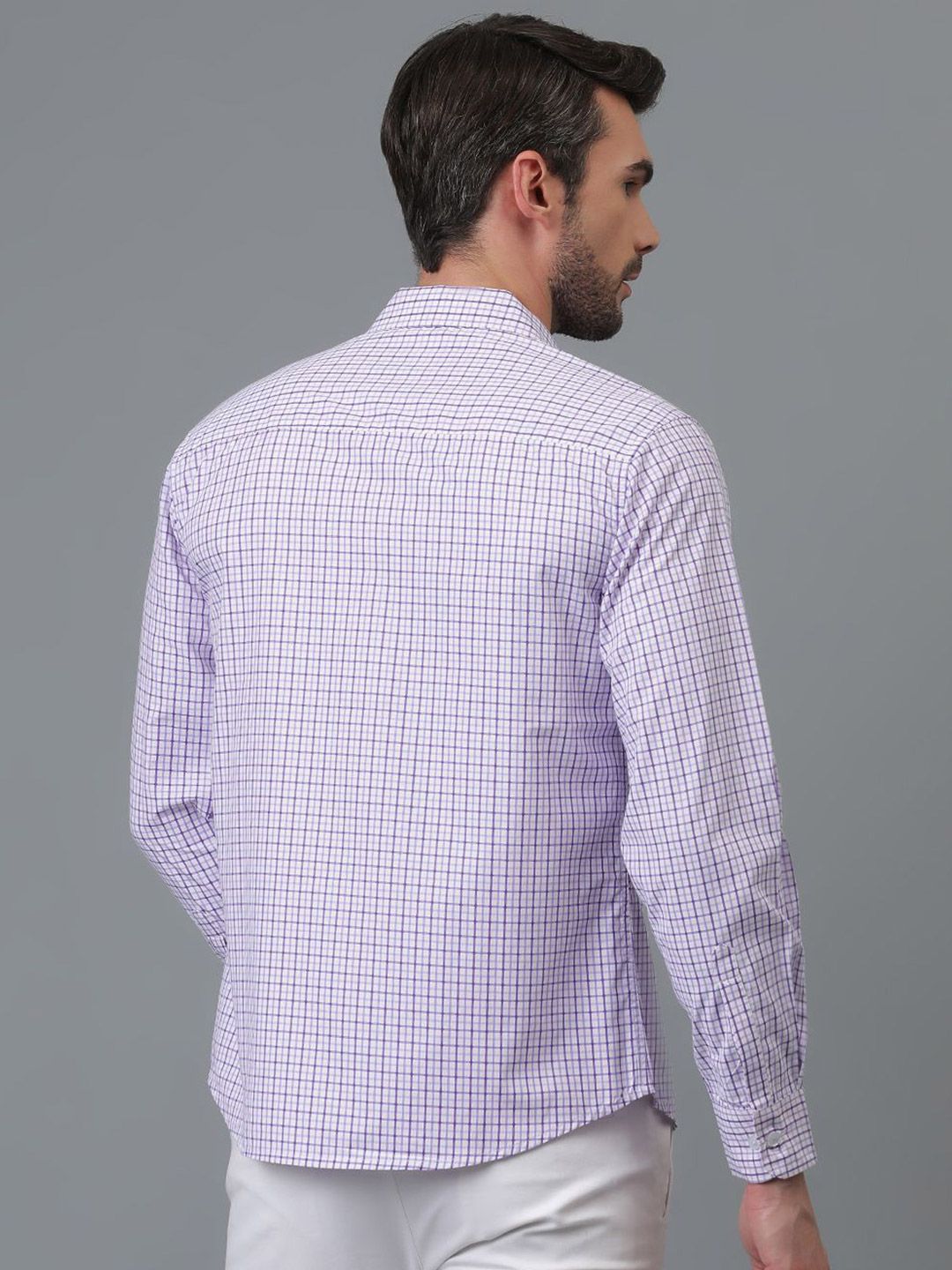 Kotty White & Blue New Gingham Checks Checked Spread Collar Casual Shirt