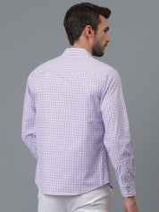 Kotty White & Blue New Gingham Checks Checked Spread Collar Casual Shirt