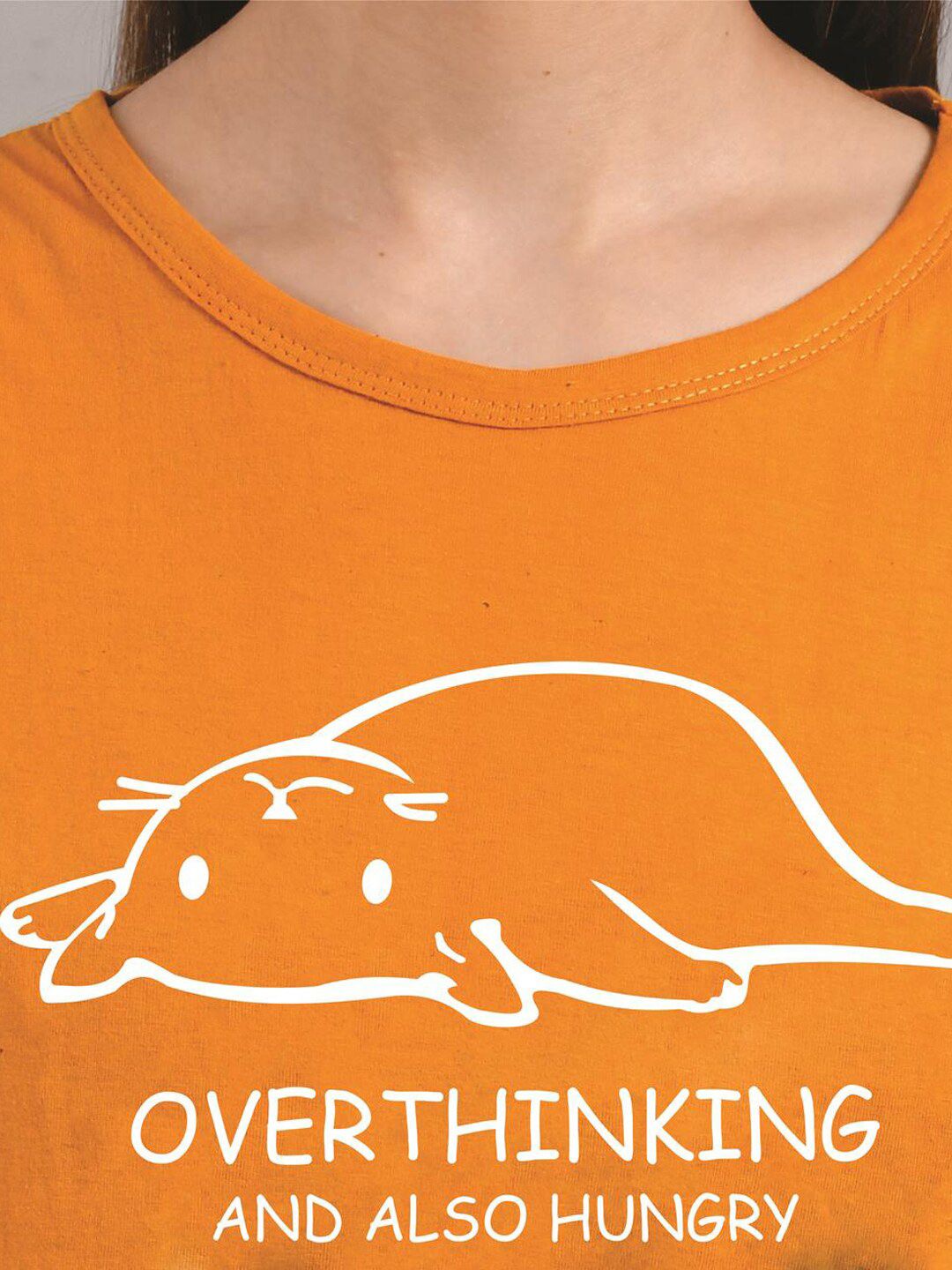 Kotty Women Yellow Printed Round Neck T-shirt