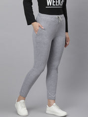 Kotty Women Grey Solid Straight-Fit Track Pants