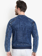 Kotty Men Blue Solid Denim Jacket
