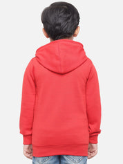 Kotty Boys Red Printed Fleece Sweatshirt