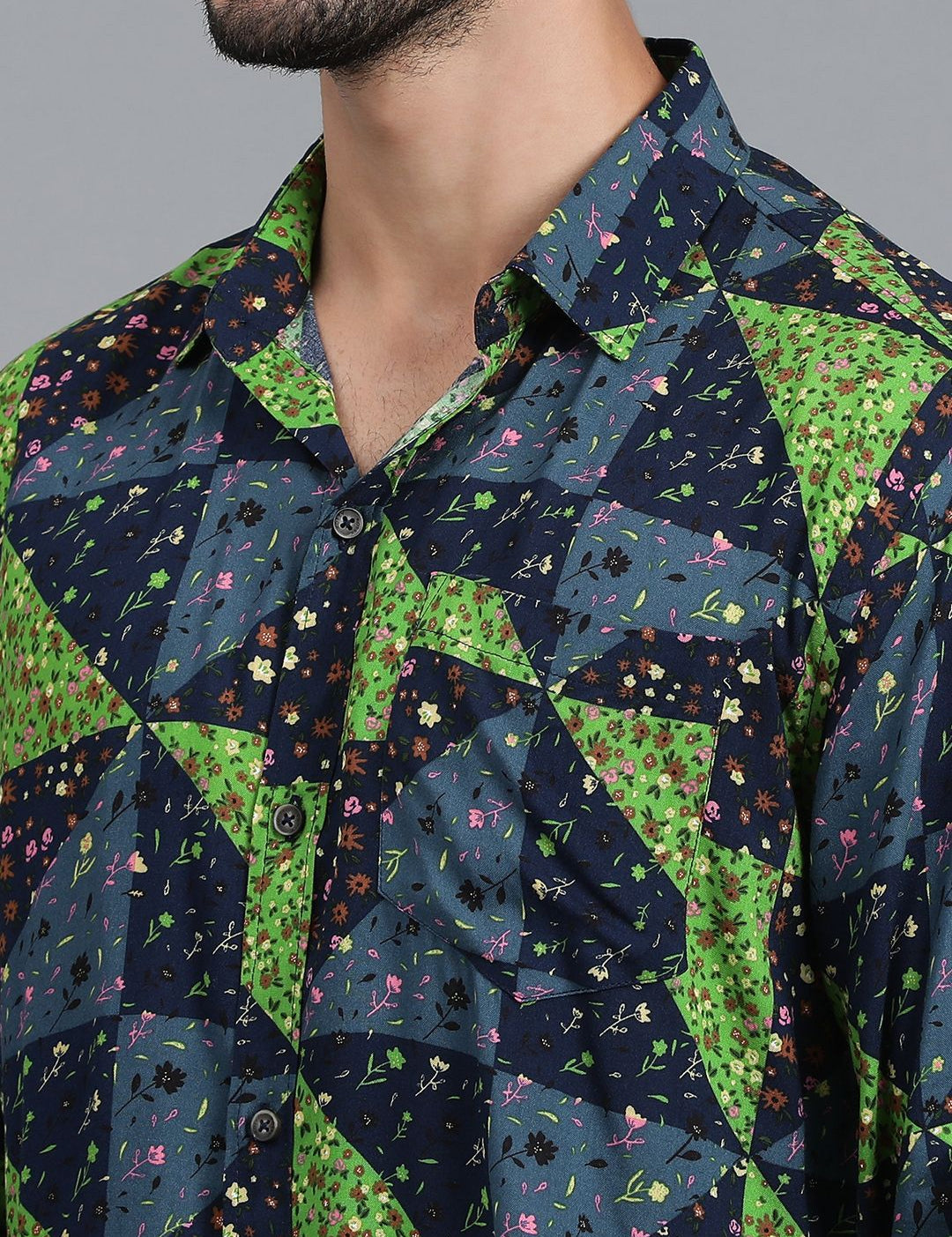 Kotty New Relaxed Fit Floral Printed Cutaway Collar Casual Shirt