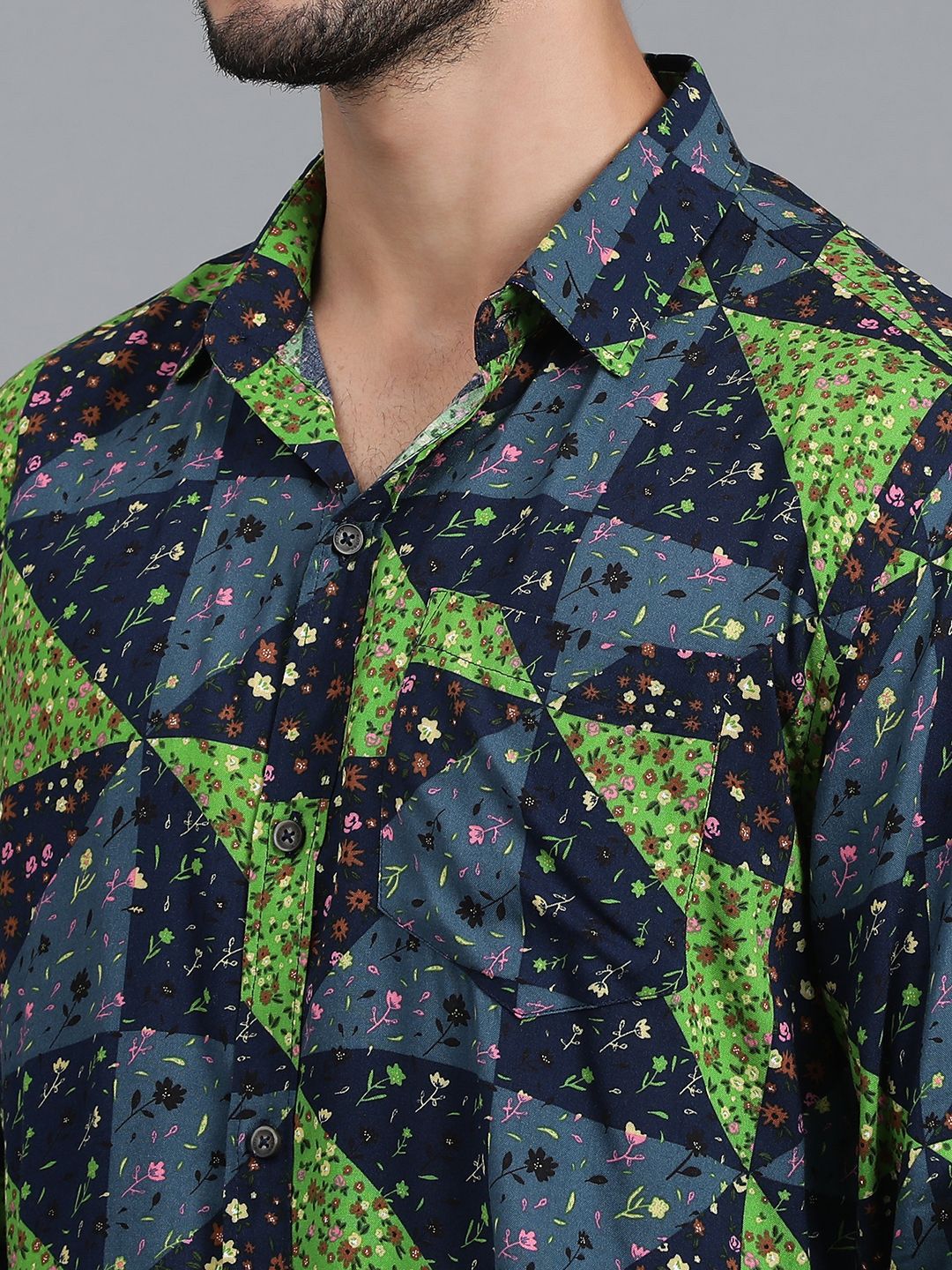 Kotty New Relaxed Fit Floral Printed Cutaway Collar Casual Shirt