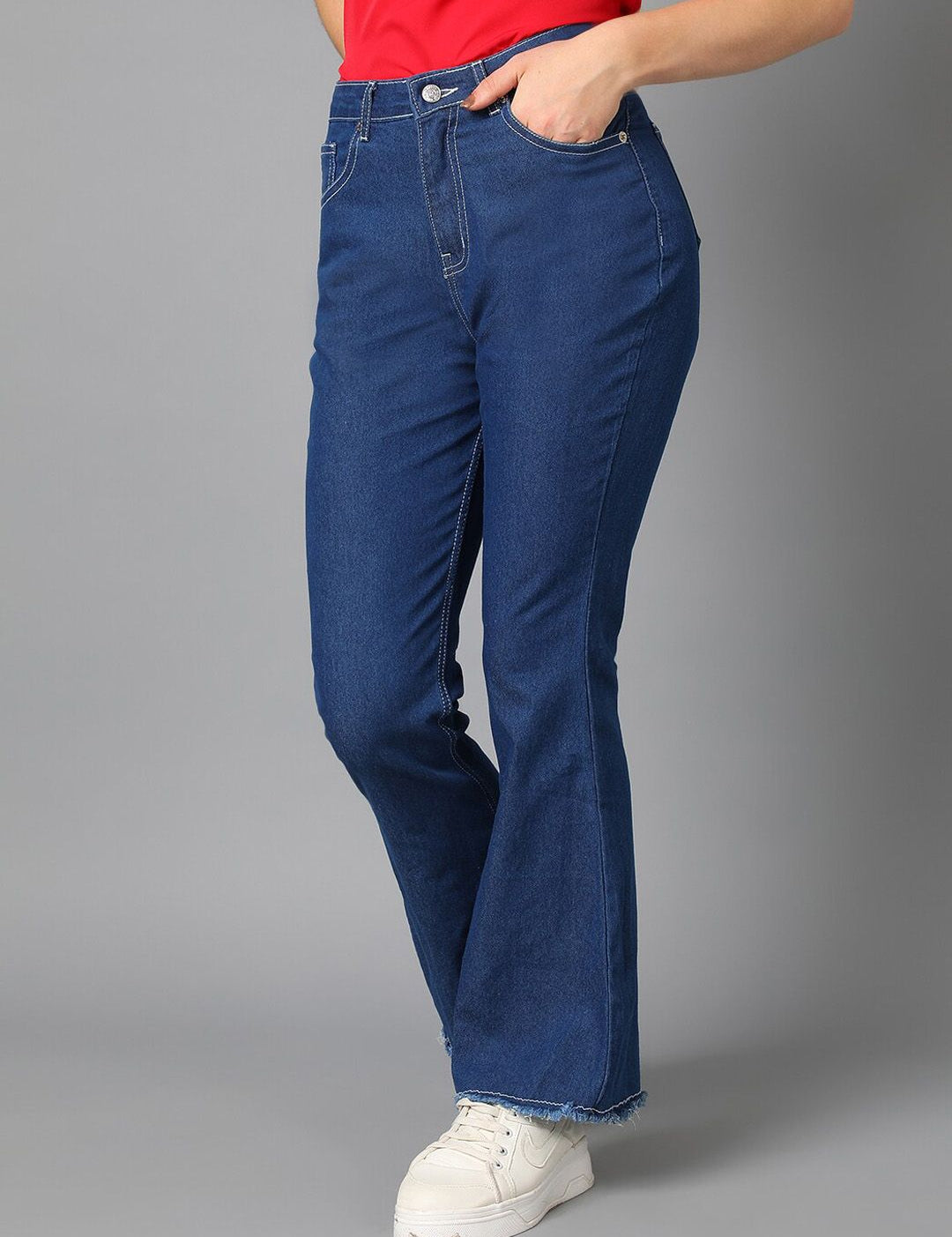 Kotty Blue Women Jean Bootcut High-Rise Clean Look Stretchable Jeans