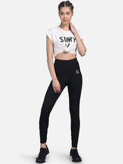 Kotty Women Black & White Printed Tights