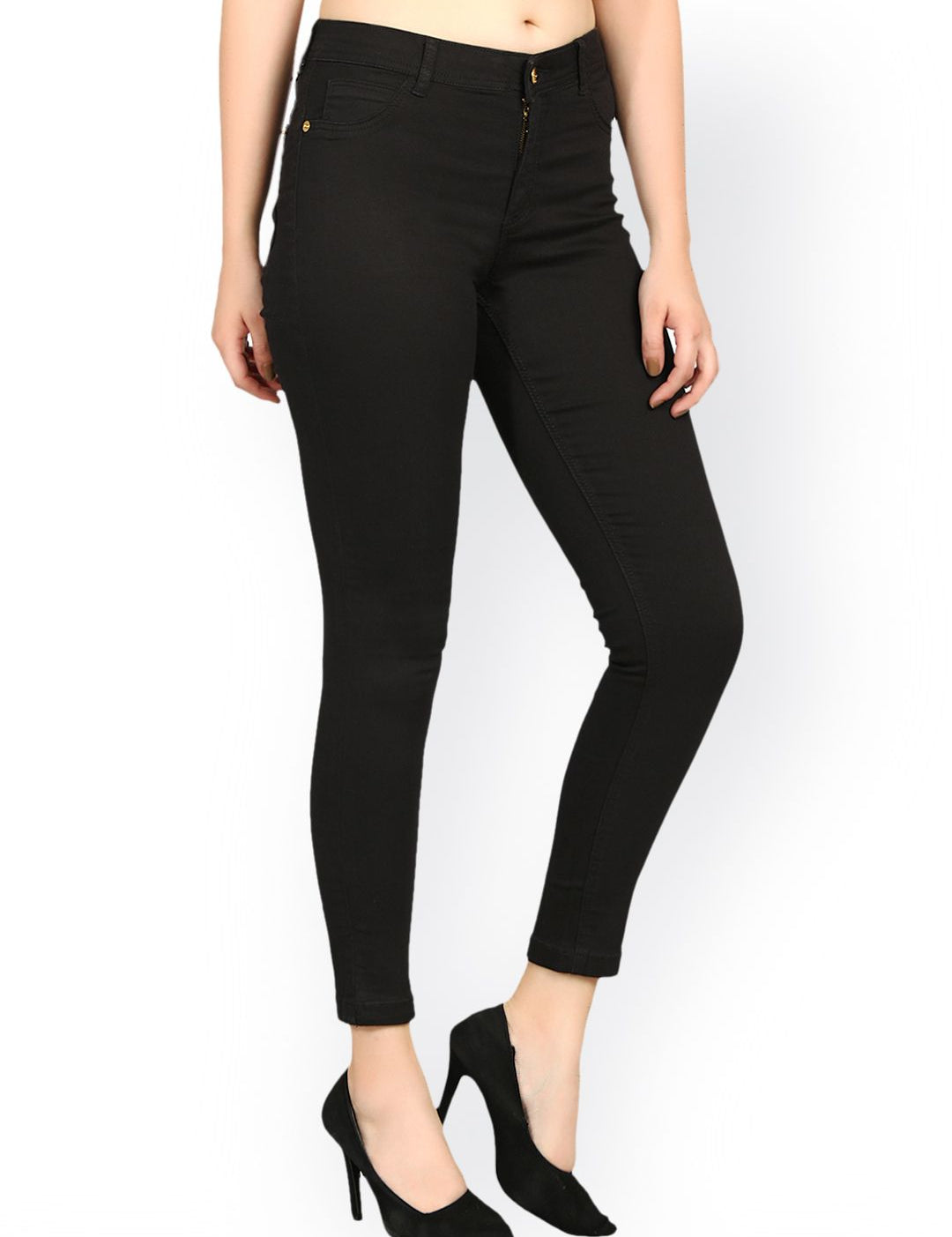 Kotty Women Black Skinny Fit High-Rise Clean Look Stretchable Jeans