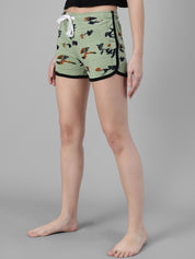 Kotty Women Green Printed Lounge Shorts