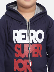 Kotty Boys Blue & Red Printed Hooded Sweatshirt