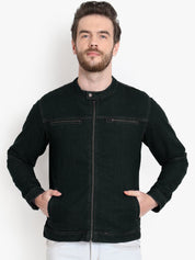 Kotty Men Black Solid Denim Jacket
